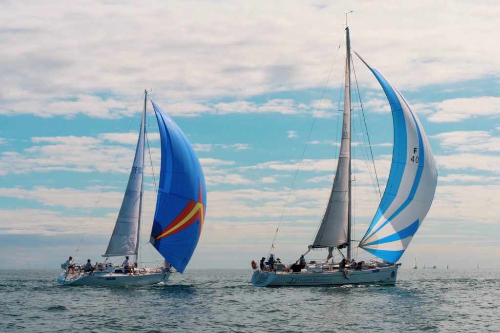 Two yachts racing in 2021 Fremantle to Exmouth Yacht race and rally