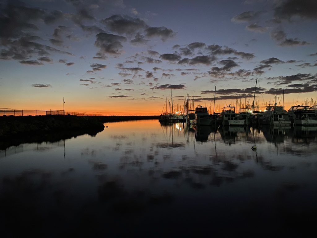 Sunset shot of Fremantle Sailing Club marina